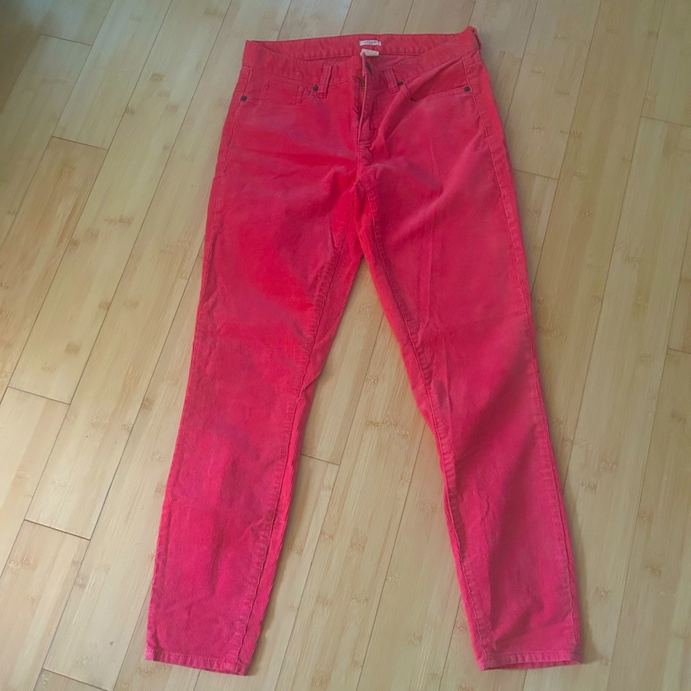 J. Crew Straight Leg Pants in Pink Corduroy